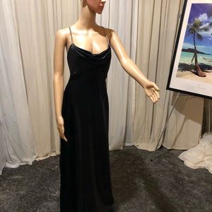Long black satin feel dress